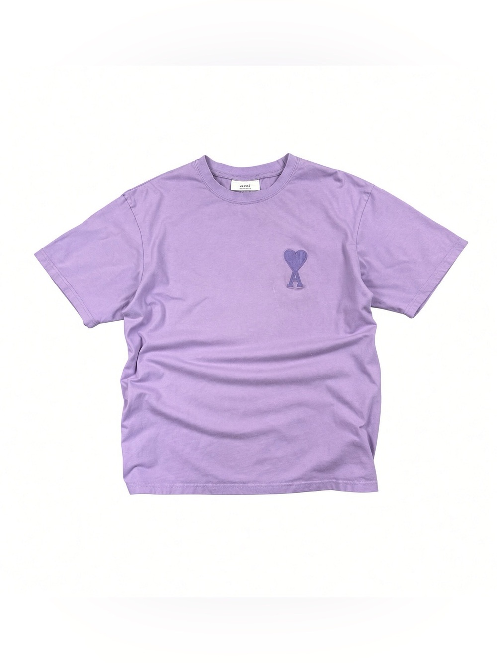 AMI Paris Ami de Coeur T-Shirt Lilac Purple Heart Logo Organic Cotton